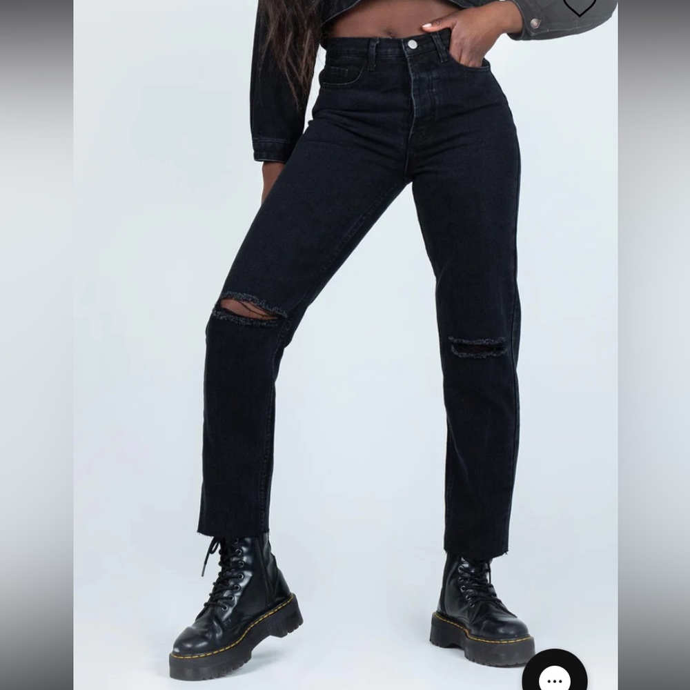 Princess Polly Attica Knee Rip Raw Hem Jeans
